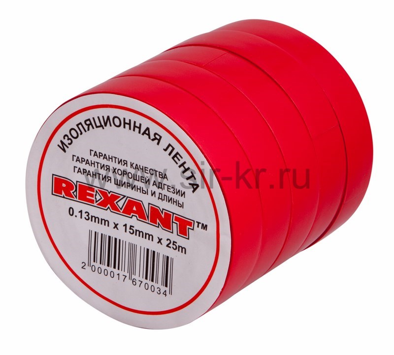 Изолента 15мм х 25м красная REXANT